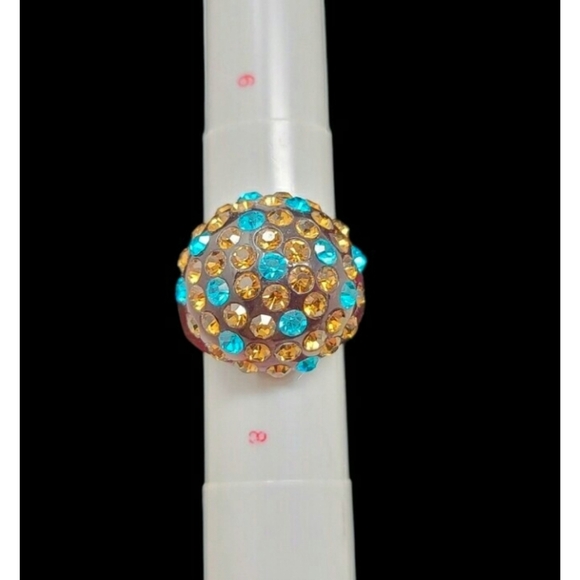 Rhinestone Encrusted Acrylic Dome Ring Size 7 - Picture 6 of 8